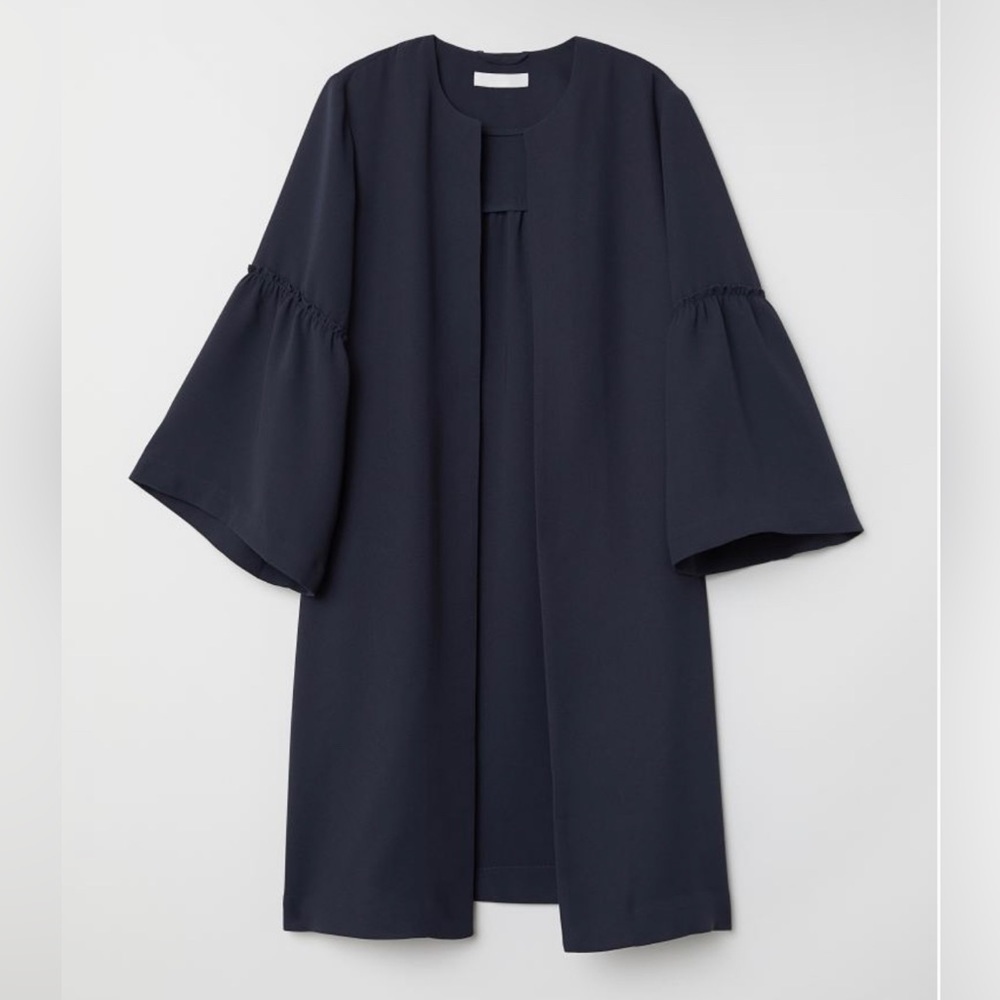 H&M FLOUNCE SLEEVED COAT - SMALL - Picture 4 of 8